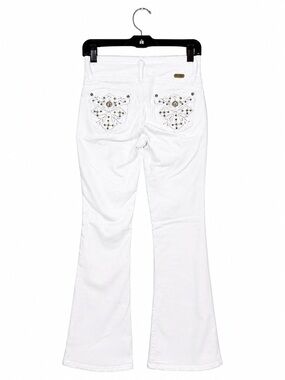 Silver Diva Y2K White Rhinestone Embellished Flare Jeans Juniors Size 3